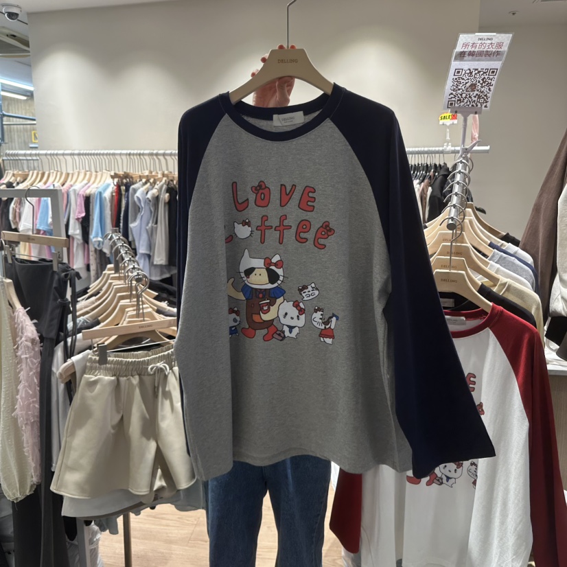 DELLING韓國代購㊣女裝新品時尚熱賣25秋冬人氣休閑長袖T恤DELLING長袖T恤圖色3