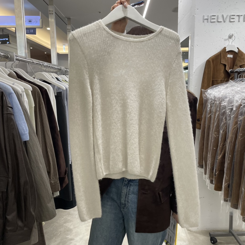 HELVETICA韓國代購㊣女士新品25秋冬時尚人氣真品針織衫羊駝HELVETICA針織衫圖色1
