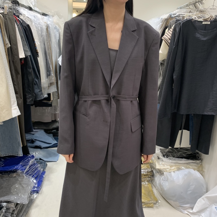 THE REST韓國直郵㊣女士新品職業人氣時尚休閑真品夾克含腰帶THE REST/UNNOEUD夾克圖色1