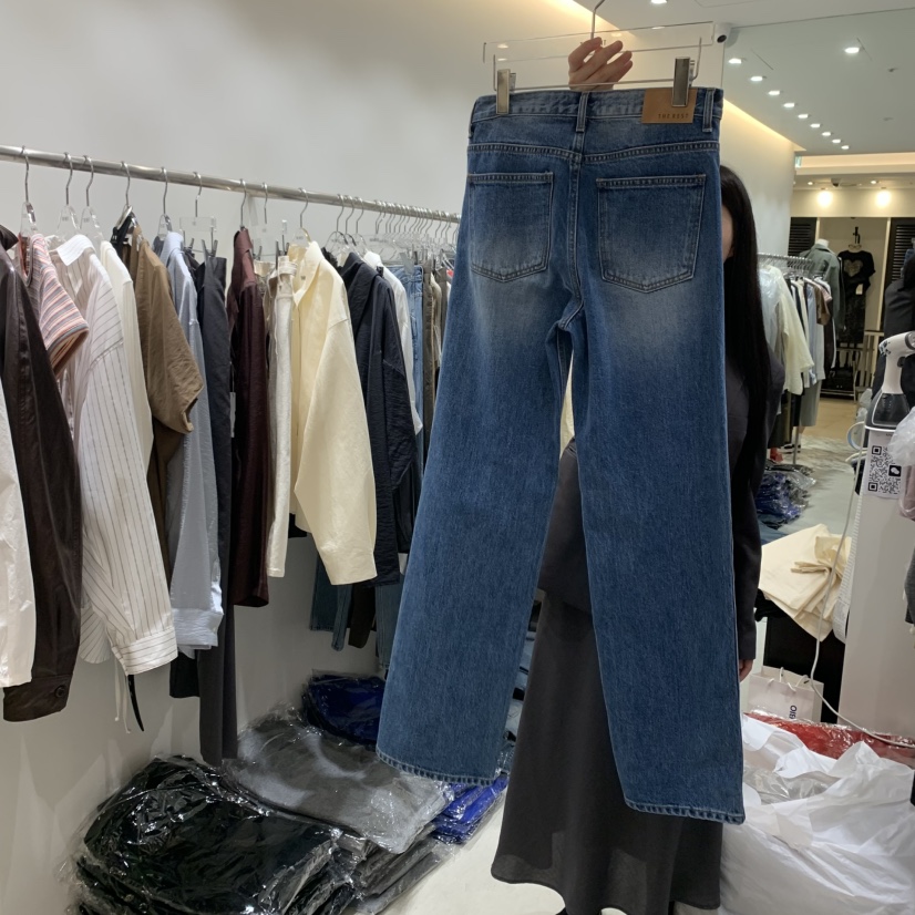 THE REST東大門㊣代購女裝新款時尚人氣職業真品牛仔褲紐扣THE REST/UNNOEUD牛仔褲