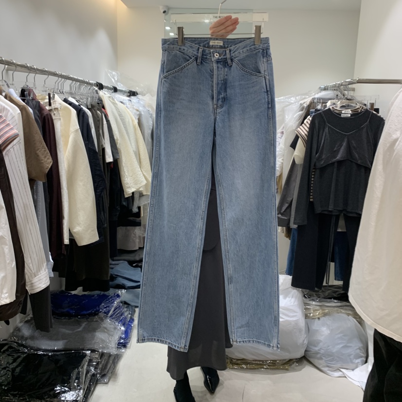 THE REST東大門㊣代購女裝新款時尚人氣職業真品牛仔褲紐扣THE REST/UNNOEUD牛仔褲圖色2