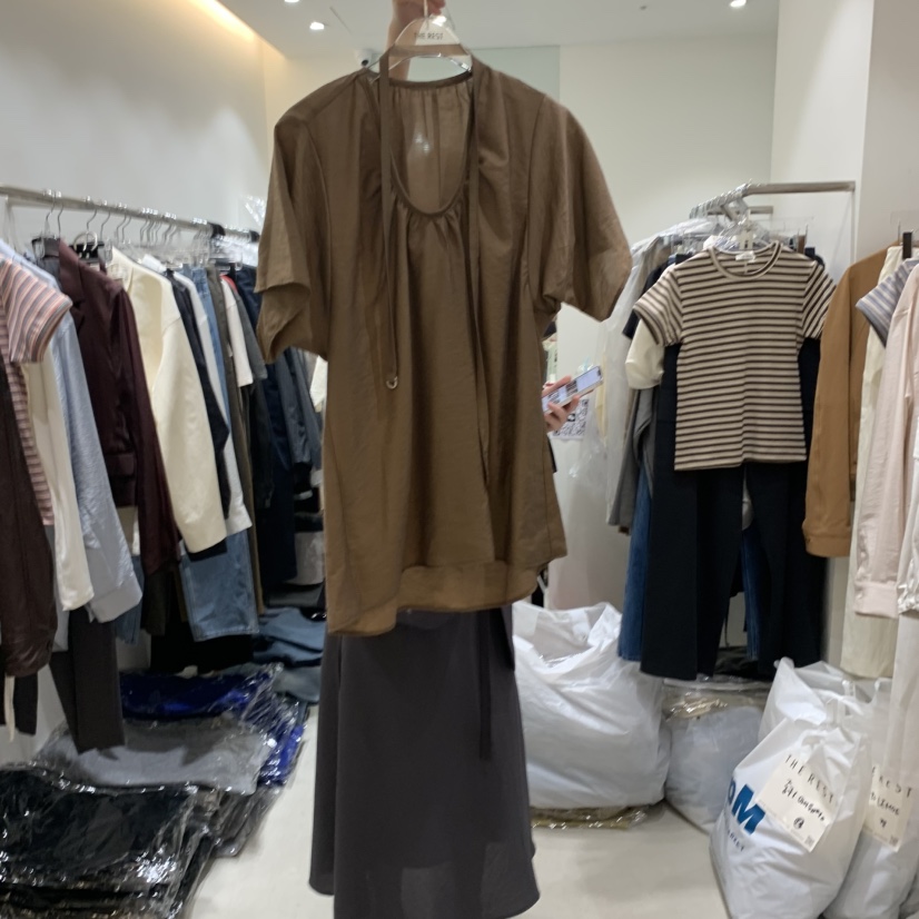 THE REST韓國直郵㊣女士新款休閑時尚推薦襯衫蕾絲衫含脖帶THE REST/UNNOEUD襯衫/蕾絲衫