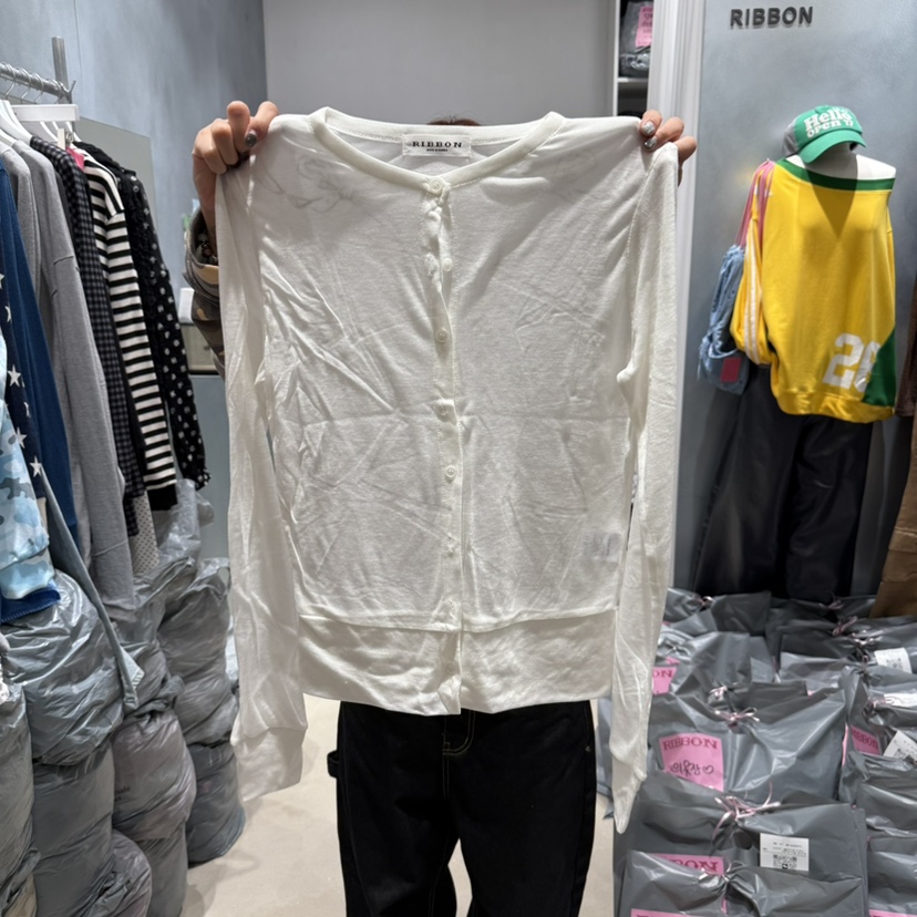 RIBBON韓國直郵㊣女裝新品真品25秋冬時尚人氣休閑針織衫開衫RIBBON針織衫圖色3
