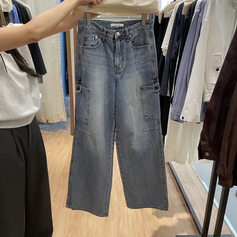 MUYBIEN東大門㊣代購女裝新款推薦時尚25秋冬職業牛仔褲口袋MUYBIEN牛仔褲