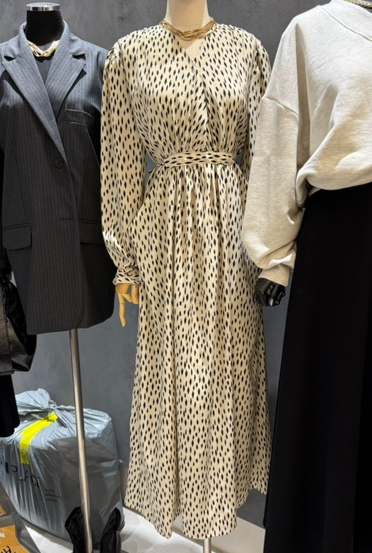 OPEN韓國代購㊣女士新品真品休閑時尚職業人氣熱賣連衣裙豹紋OPEN連衣裙圖色2