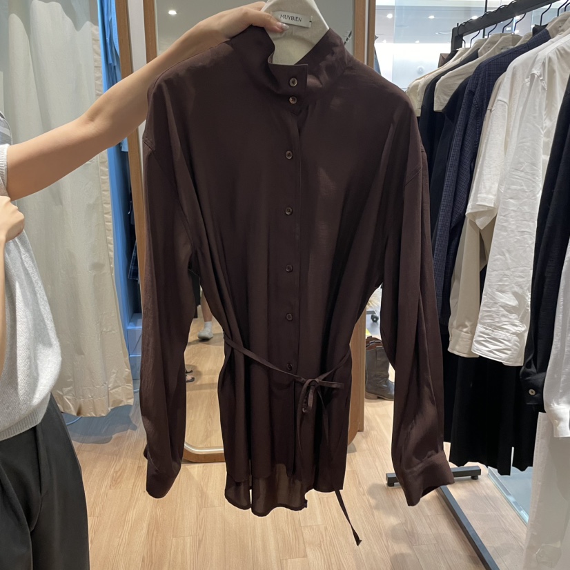 MUYBIEN東大門㊣直郵女士新品職業人氣熱賣襯衫蕾絲衫含腰繩MUYBIEN襯衫/蕾絲衫圖色1