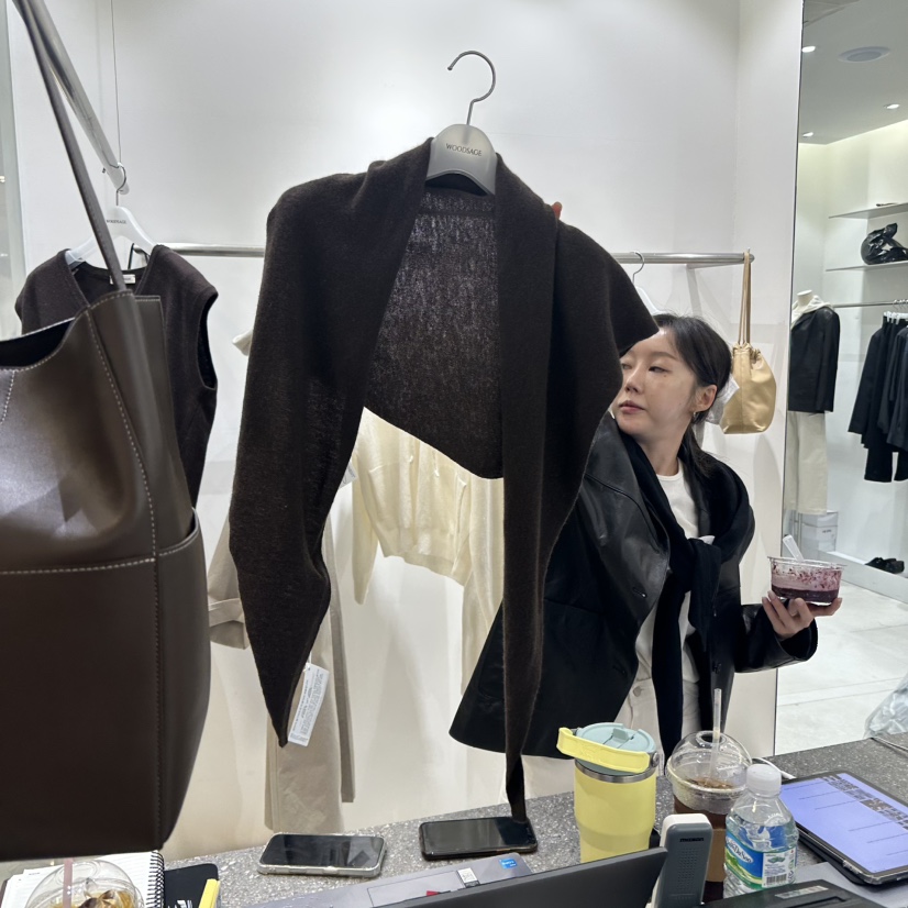 WOOD SAGE東大門㊣直郵女士新款25秋冬熱賣時尚圍巾披肩披肩WOOD SAGE圍巾/披肩圖色2