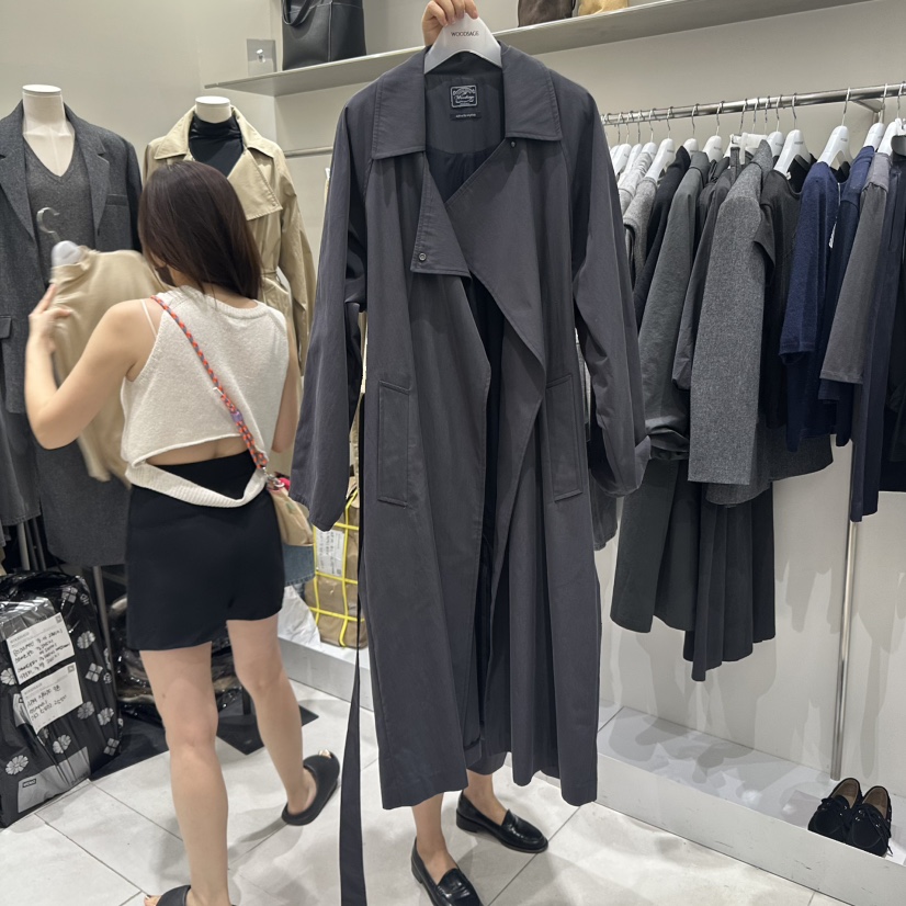 WOOD SAGE韓國直郵㊣女裝新品真品推薦人氣長款風衣含腰帶WOOD SAGE長款風衣圖色2