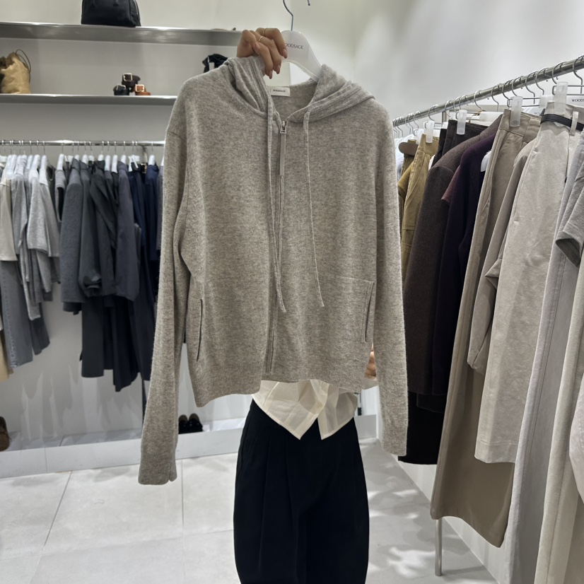 WOOD SAGE韓國代購㊣女士新品真品人氣25秋冬衛衣拉鏈連帽WOOD SAGE衛衣圖色1