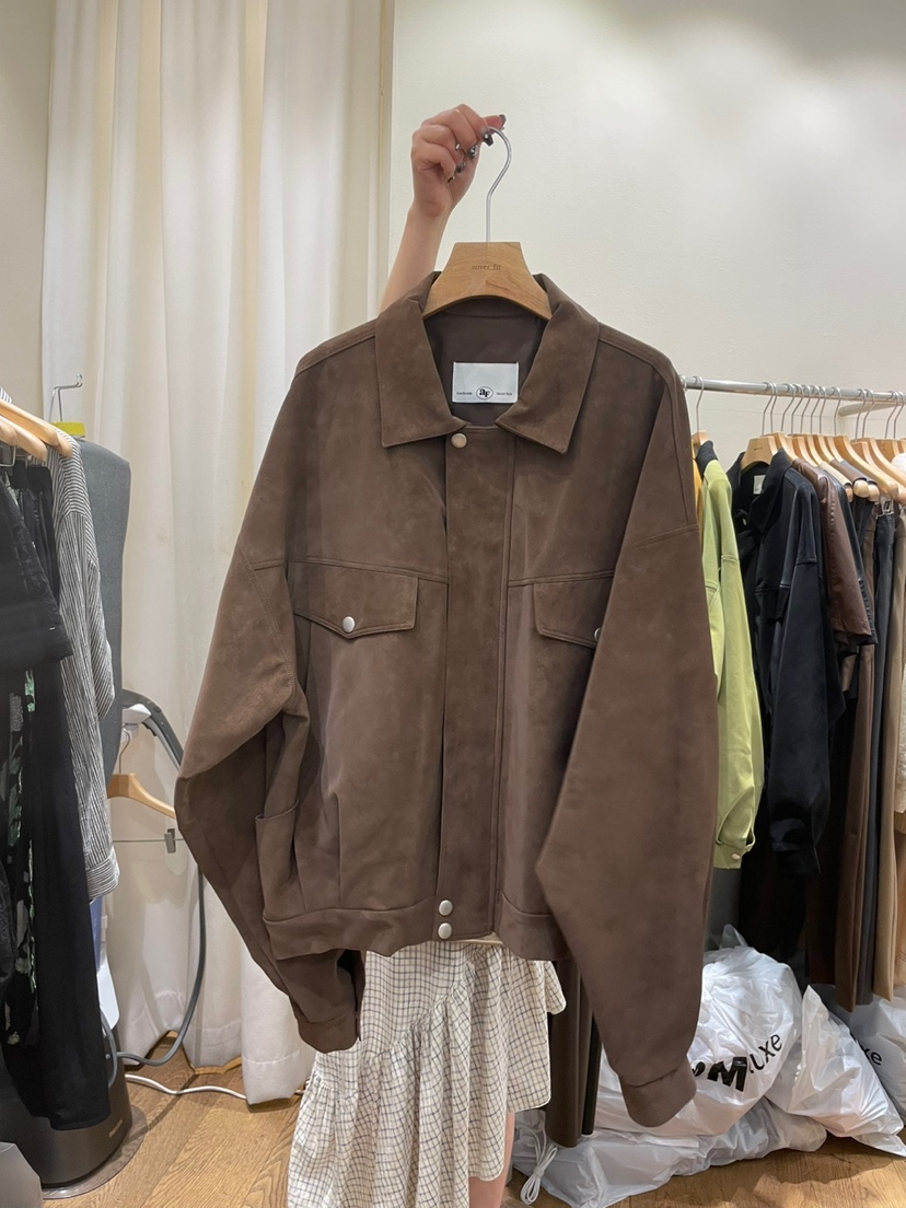 AUVERFIT東大門㊣實拍女士新品真品推薦時尚夾克絨面革寬松AUVERFIT夾克圖色3