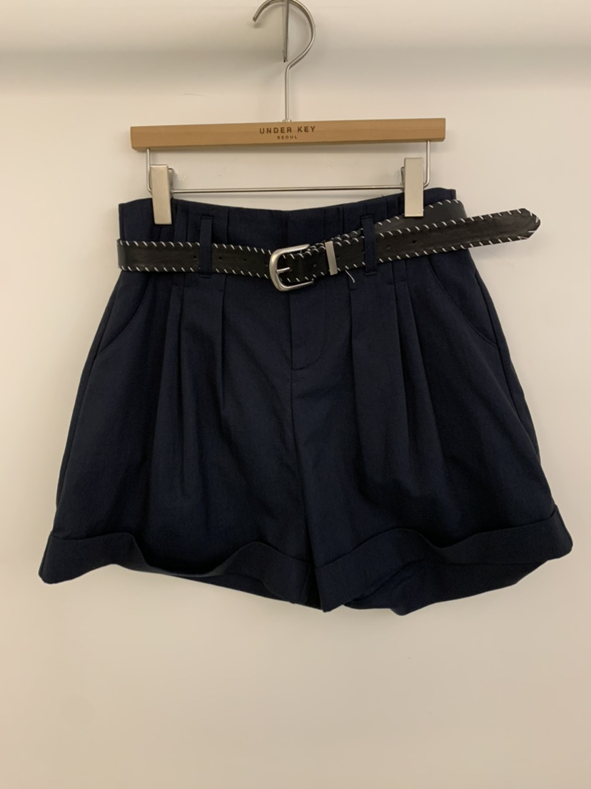UNDER KEY東大門㊣代購女士新品人氣休閑25秋冬短褲含腰帶UNDER KEY短褲圖色3