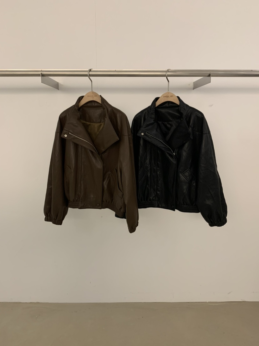 UNDER KEY韓國直郵㊣女裝新品熱賣人氣職業25秋冬皮衣皮革UNDER KEY皮衣