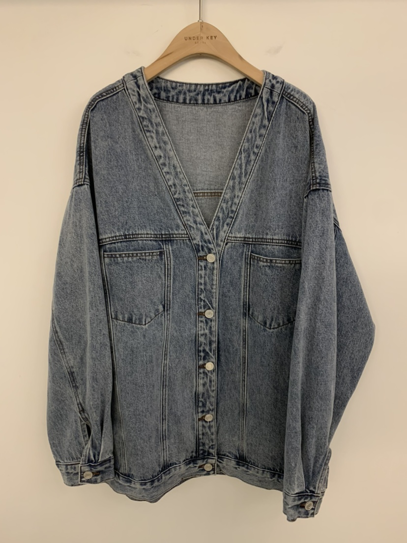 UNDER KEY韓國代購㊣女士新品25秋冬推薦真品夾克寬松牛仔UNDER KEY夾克圖色1