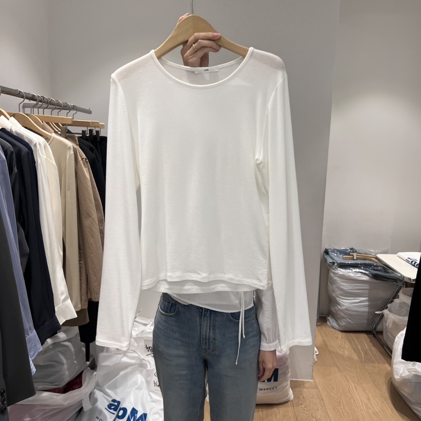 OUR-A東大門㊣實拍女裝新品職業熱賣推薦休閑25秋冬長袖T恤羊毛OUR-A長袖T恤