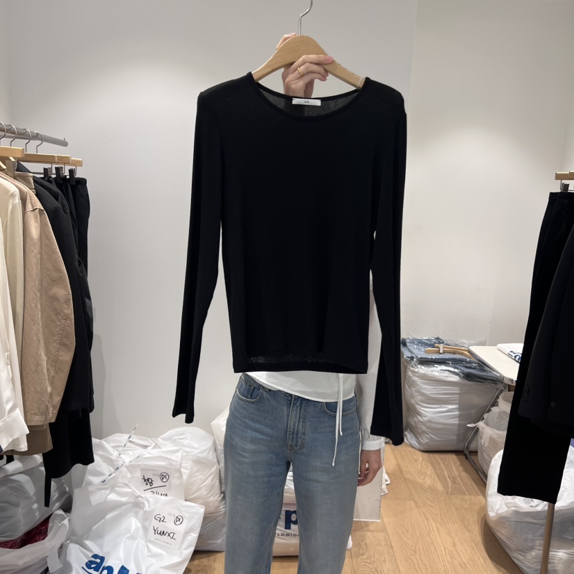 OUR-A東大門㊣實拍女裝新品職業熱賣推薦休閑25秋冬長袖T恤羊毛OUR-A長袖T恤圖色3