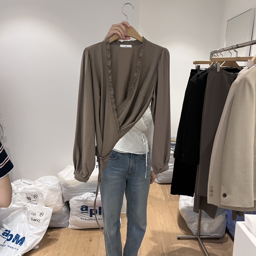 OUR-A東大門㊣代購女裝新款時尚人氣職業推薦真品襯衫蕾絲衫OUR-A襯衫/蕾絲衫圖色1