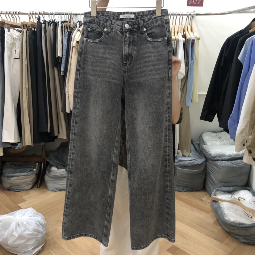 NOWHERE韓國代購㊣女士新品25秋冬真品人氣職業時尚休閑牛仔褲NOWHERE牛仔褲圖色1