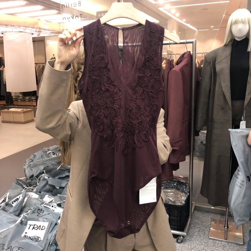 ONEBYTWO東大門㊣直郵女裝新款休閑25秋冬人氣吊帶背心刺繡ONE BY TWO吊帶/背心圖色4