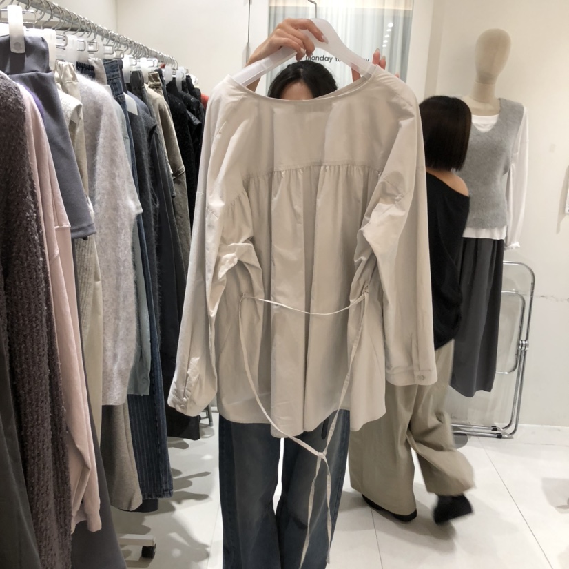 MONDAY TO SUNDAY東大門㊣實拍女士新品熱賣襯衫蕾絲衫含腰繩MONDAY TO SUNDAY襯衫/蕾絲衫
