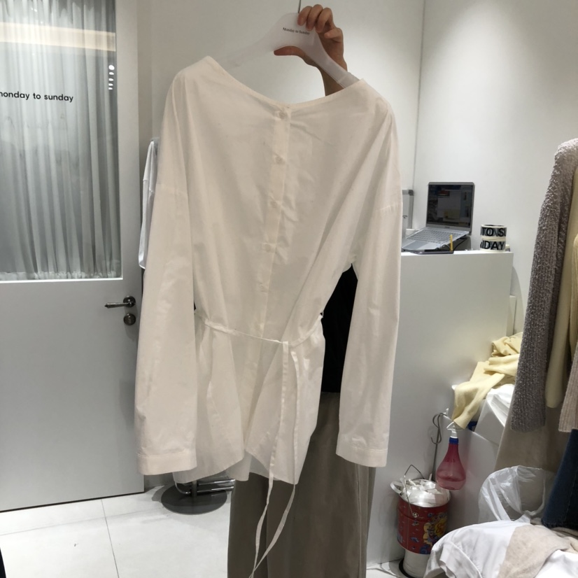MONDAY TO SUNDAY東大門㊣實拍女士新品熱賣襯衫蕾絲衫含腰繩MONDAY TO SUNDAY襯衫/蕾絲衫圖色3