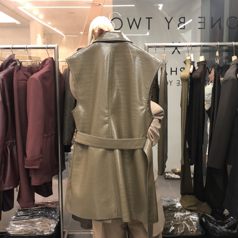 ONEBYTWO東大門㊣實拍女士新品時尚25秋冬休閑職業馬甲含腰帶ONE BY TWO馬甲