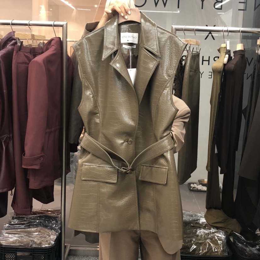 ONEBYTWO東大門㊣實拍女士新品時尚25秋冬休閑職業馬甲含腰帶ONE BY TWO馬甲圖色2
