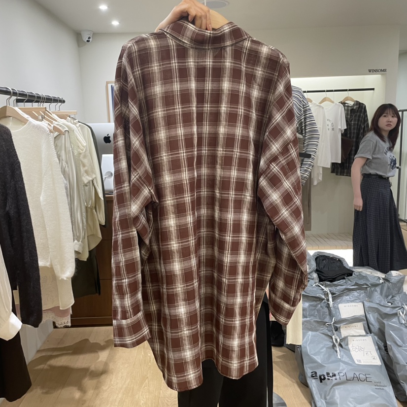 WINSOME韓國直郵㊣女士新品真品職業25秋冬人氣襯衫蕾絲衫格紋WINSOME襯衫/蕾絲衫