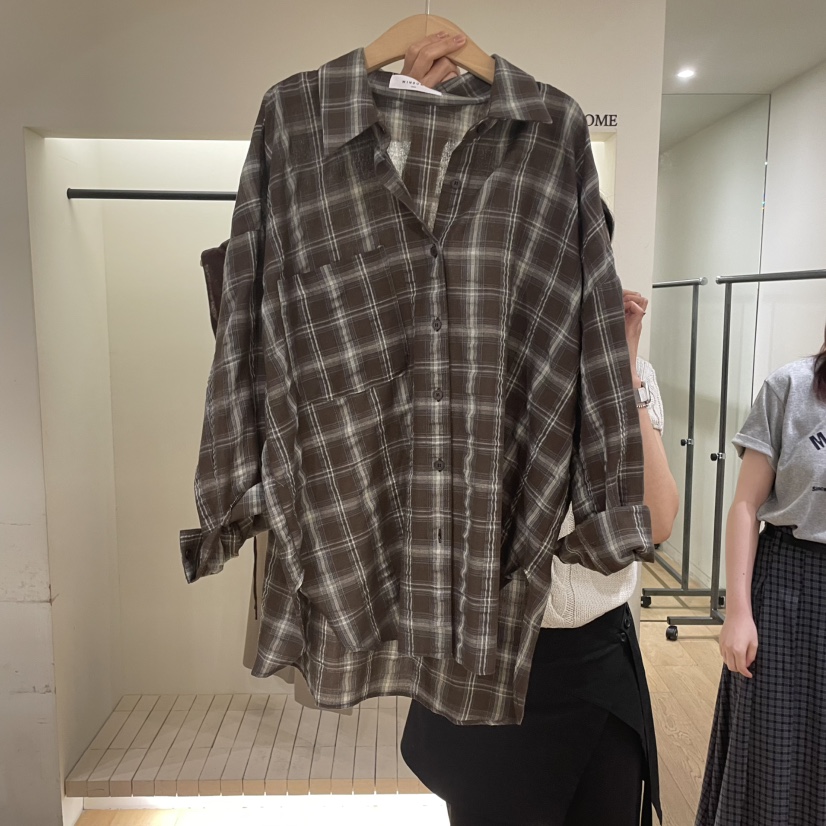 WINSOME韓國直郵㊣女士新品真品職業25秋冬人氣襯衫蕾絲衫格紋WINSOME襯衫/蕾絲衫圖色2