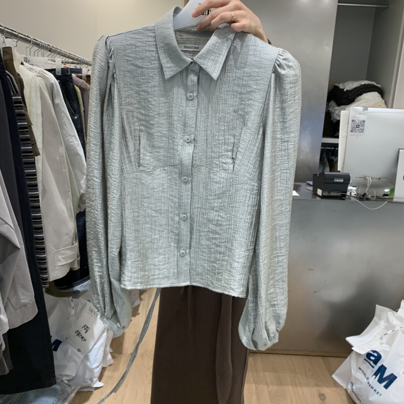 MEET ME東大門㊣代購女裝新品休閑時尚人氣職業襯衫蕾絲衫MEET ME襯衫/蕾絲衫圖色1