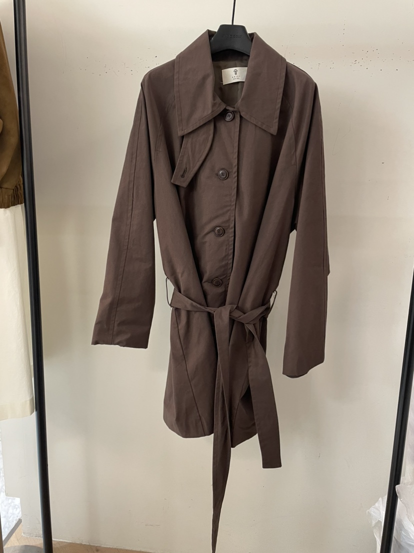 OBJET韓國代購㊣女士新品休閑職業真品25秋冬長款風衣含腰帶love us u/OBJET長款風衣圖色2