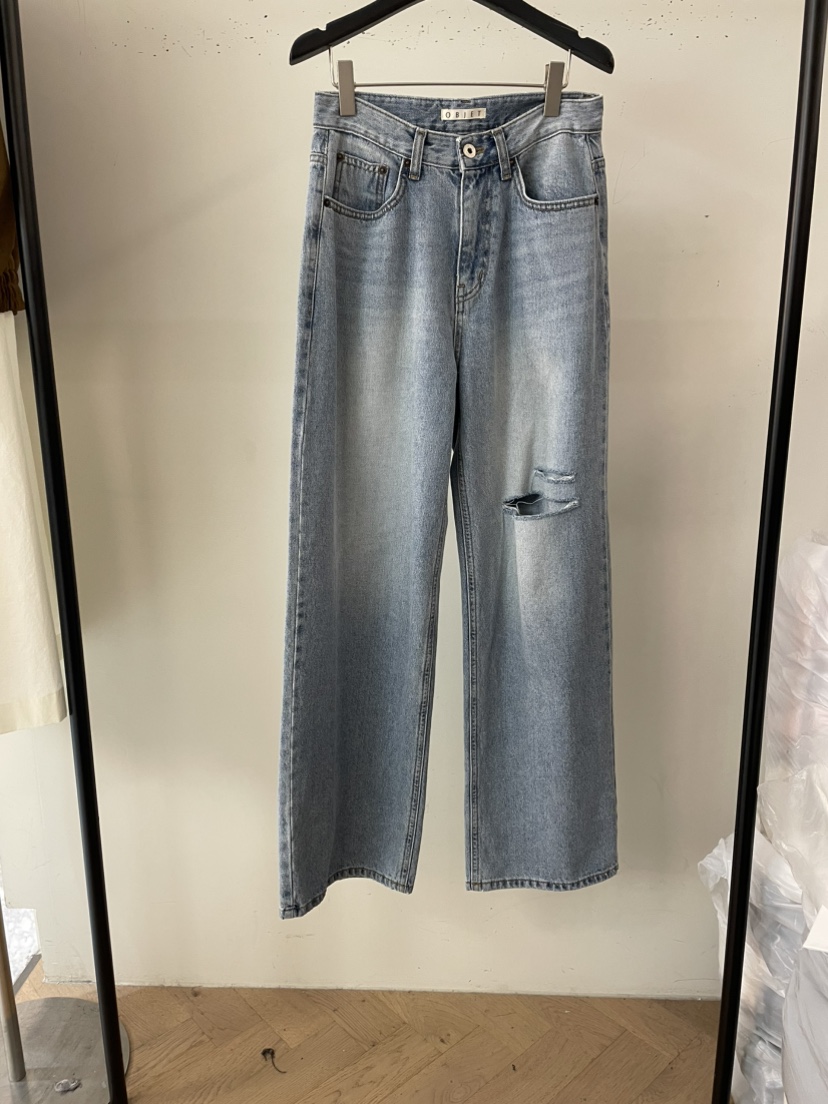 OBJET韓國直郵㊣女士新品25秋冬職業休閑真品人氣時尚牛仔褲love us u/OBJET牛仔褲