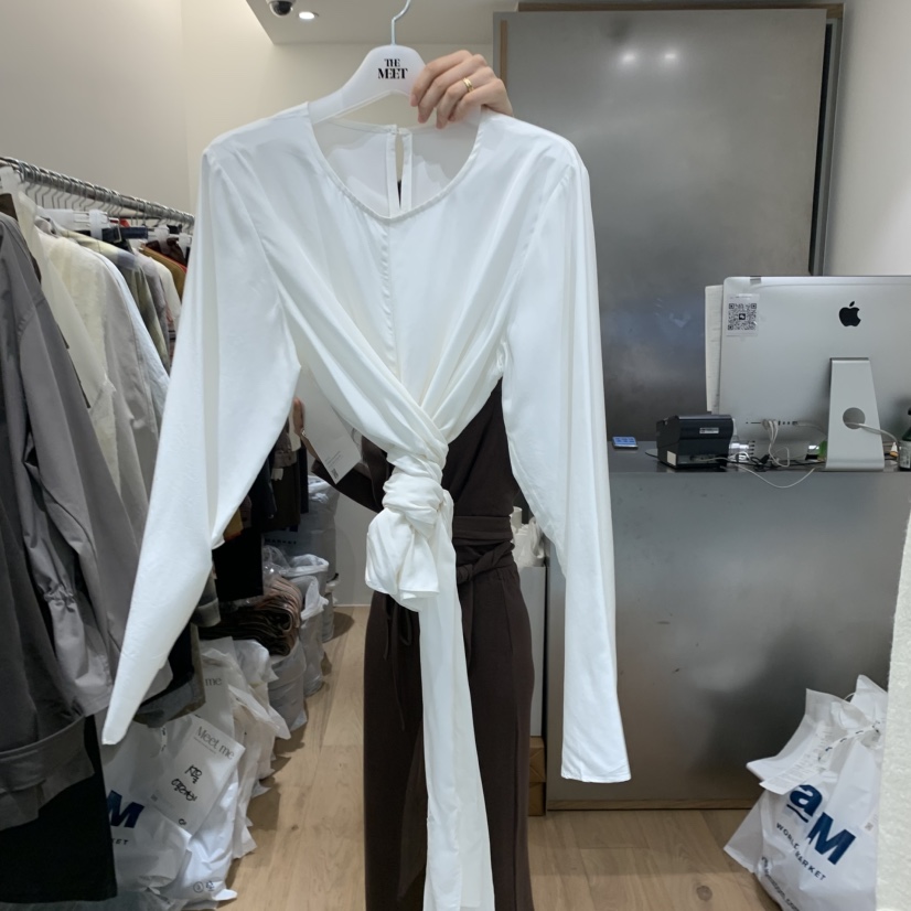 MEET ME韓國代購㊣女士新款推薦熱賣時尚真品25秋冬襯衫蕾絲衫MEET ME襯衫/蕾絲衫圖色1