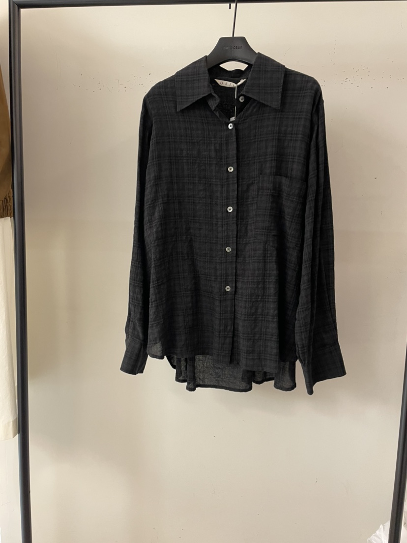 OBJET東大門㊣實拍女士新品職業時尚休閑25秋冬襯衫蕾絲衫格紋love us u/OBJET襯衫/蕾絲衫圖色4