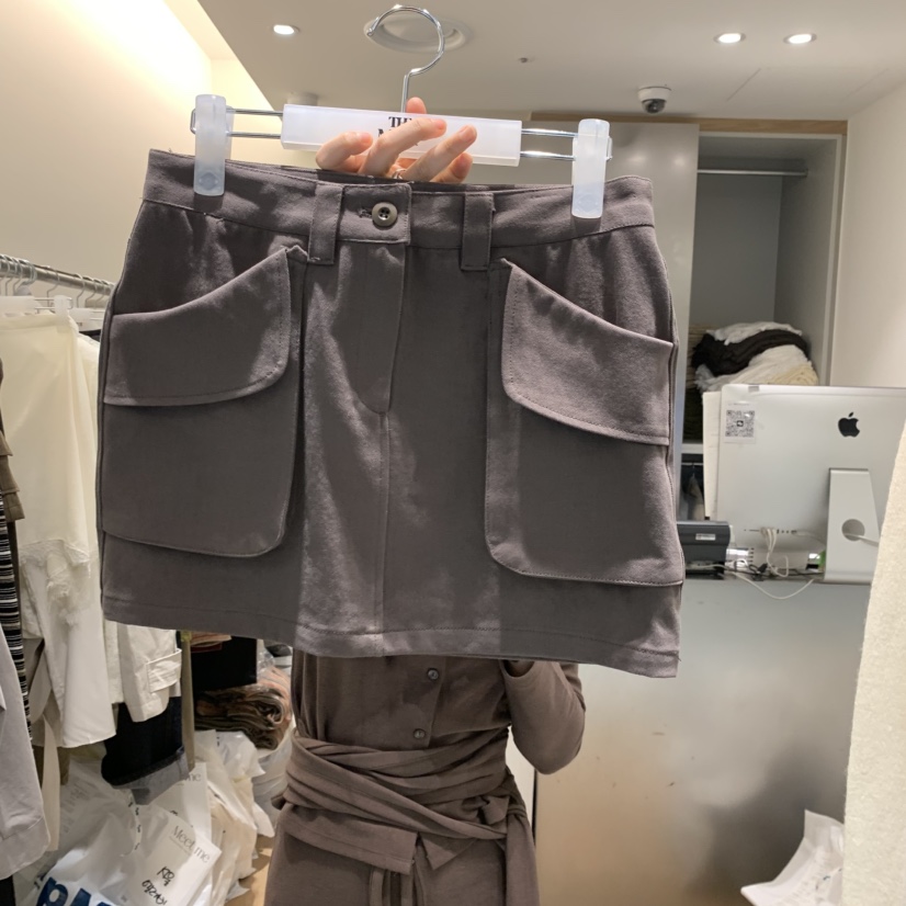 MEET ME韓國代購㊣女裝新品人氣時尚職業熱賣真品短裙工裝褲MEET ME短裙圖色2