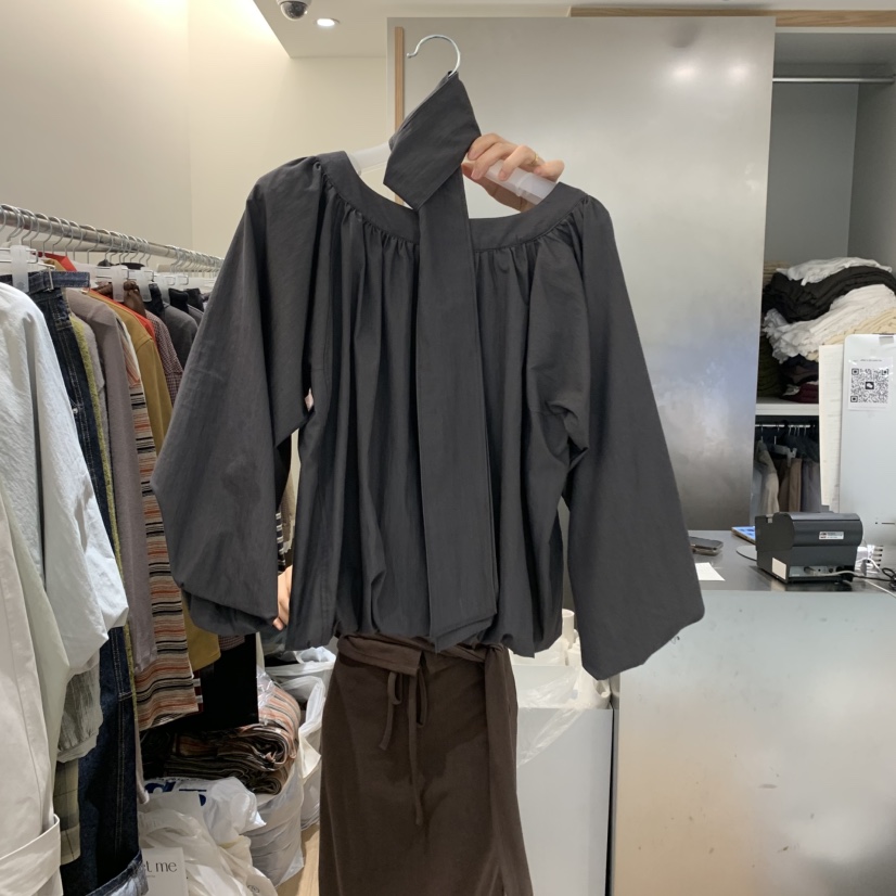 MEET ME東大門㊣代購女士新品真品推薦時尚襯衫蕾絲衫含脖帶MEET ME襯衫/蕾絲衫圖色2