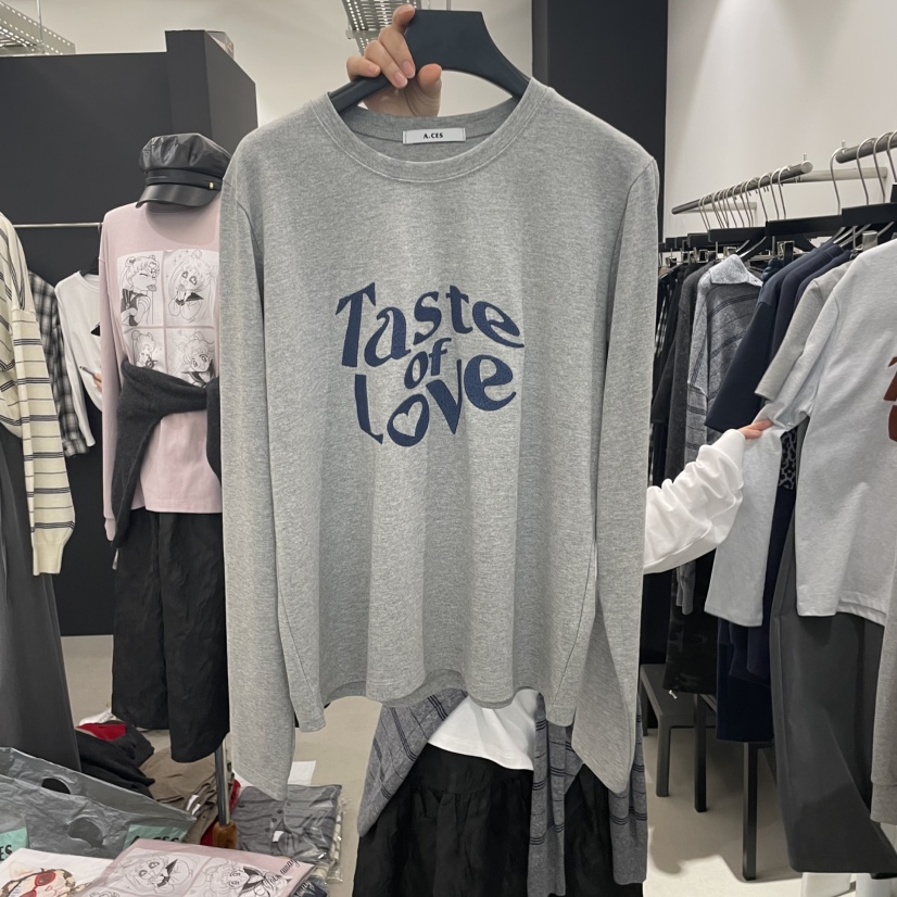 A.CES韓國代購㊣女裝新品推薦人氣25秋冬職業熱賣長袖T恤刺繡A.CES長袖T恤