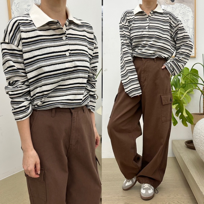 BUT韓國直郵㊣女士新品時尚真品人氣熱賣推薦25秋冬長袖T恤button長袖T恤