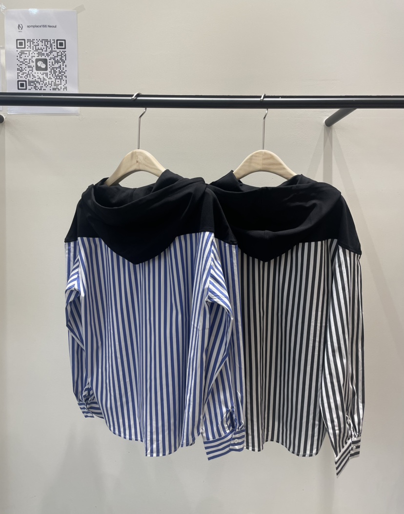 NEOUL韓國代購㊣女士新品人氣休閑真品25秋冬襯衫蕾絲衫連帽NEOUL/ahin雙領標簽襯衫/蕾絲衫
