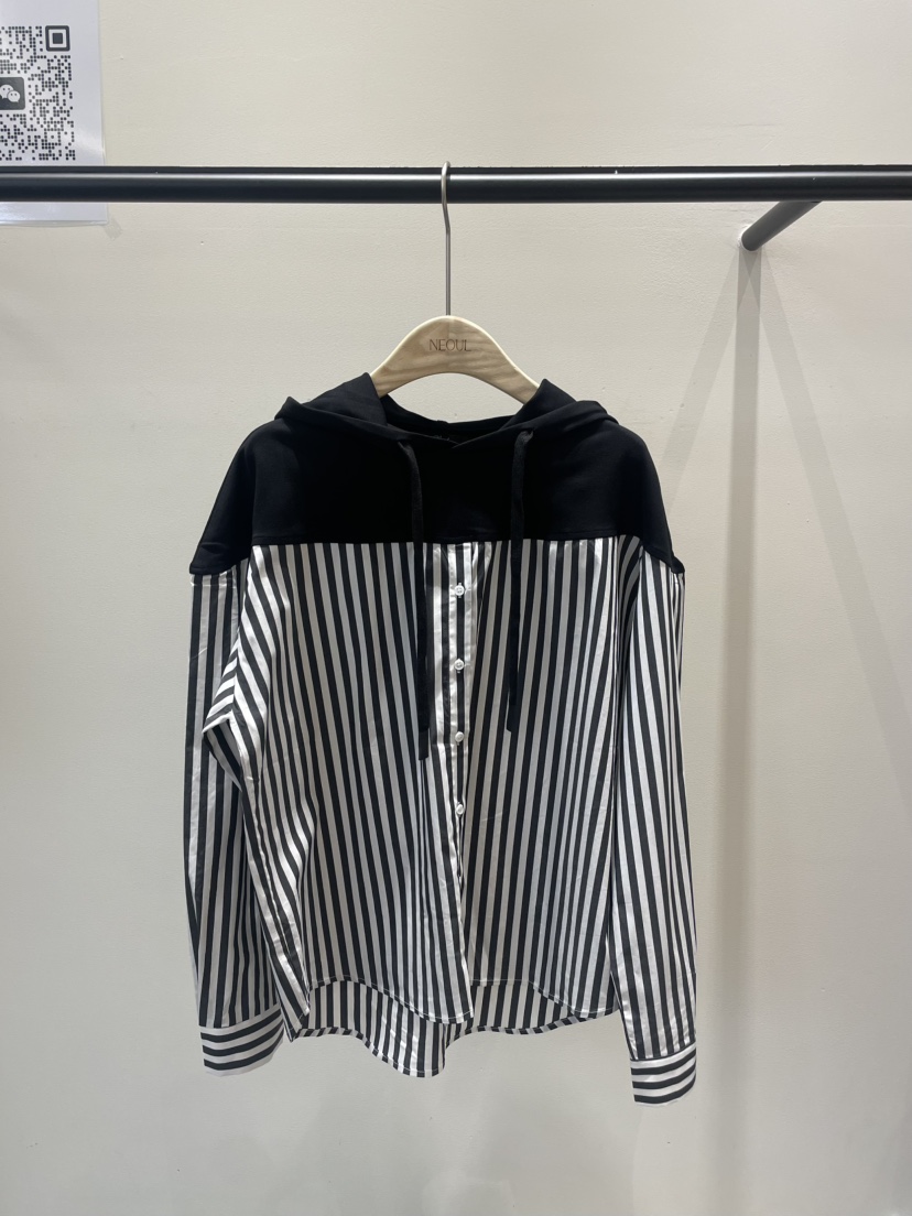 NEOUL韓國代購㊣女士新品人氣休閑真品25秋冬襯衫蕾絲衫連帽NEOUL/ahin雙領標簽襯衫/蕾絲衫