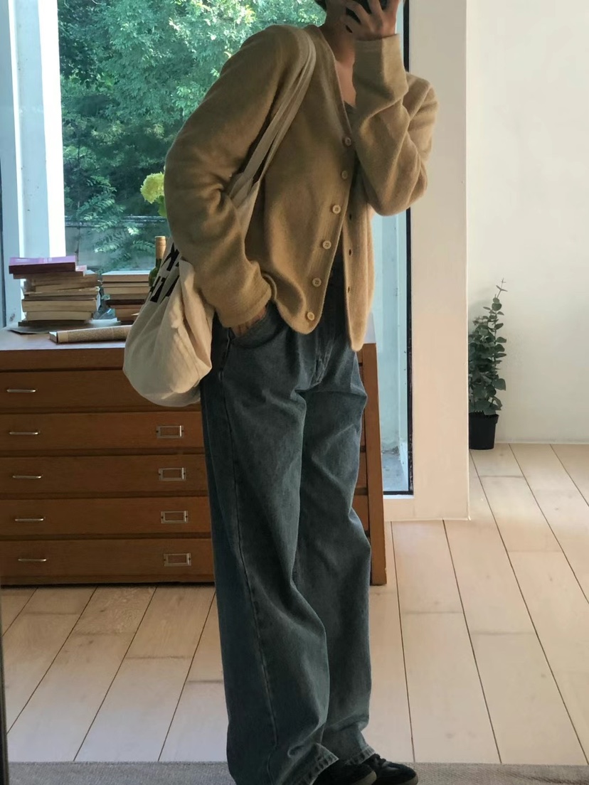 ONDO-P韓國直郵㊣女裝新品職業熱賣推薦人氣25秋冬牛仔褲褶皺ONDO-P牛仔褲