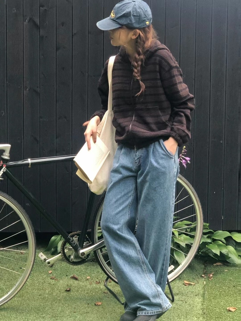 ONDO-P韓國直郵㊣女裝新品職業熱賣推薦人氣25秋冬牛仔褲褶皺ONDO-P牛仔褲