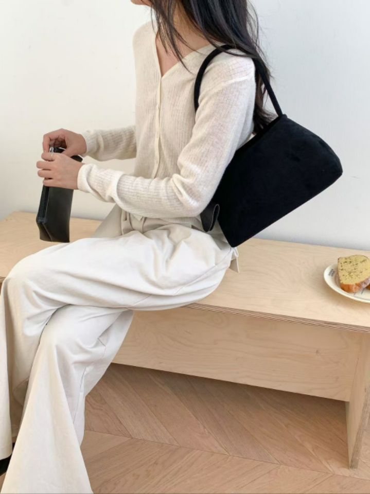 TROUVAILLE韓國直郵㊣女裝新品人氣25秋冬單肩斜跨包絨面革TROUVAILLE單肩/斜跨包