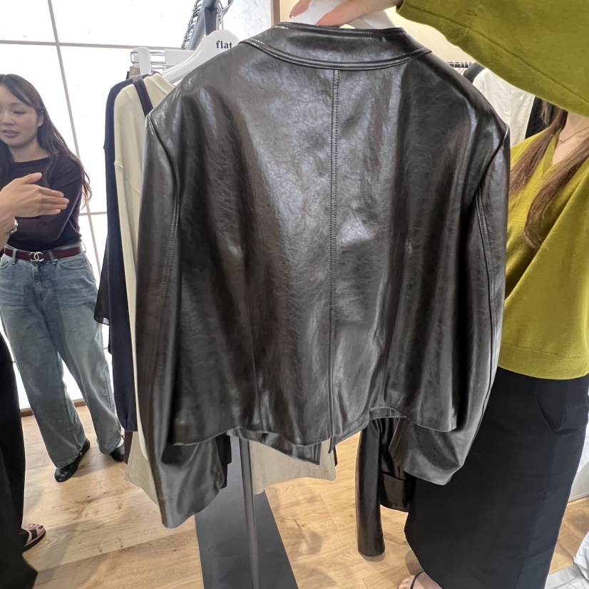 FLAT東大門㊣直郵女裝新品推薦職業休閑人氣時尚真品25秋冬皮衣FLAT皮衣