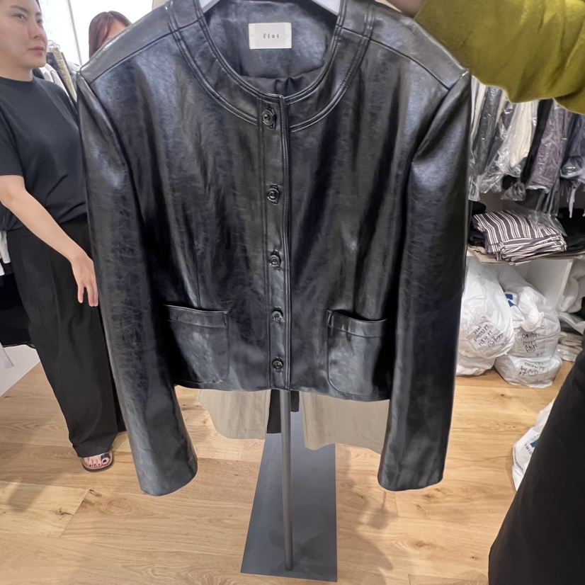 FLAT東大門㊣直郵女裝新品推薦職業休閑人氣時尚真品25秋冬皮衣FLAT皮衣圖色1