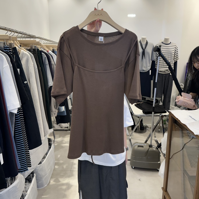 TAN&amp;COMO東大門㊣代購女士新款推薦真品時尚T恤假兩件tan-COMOT恤圖色2