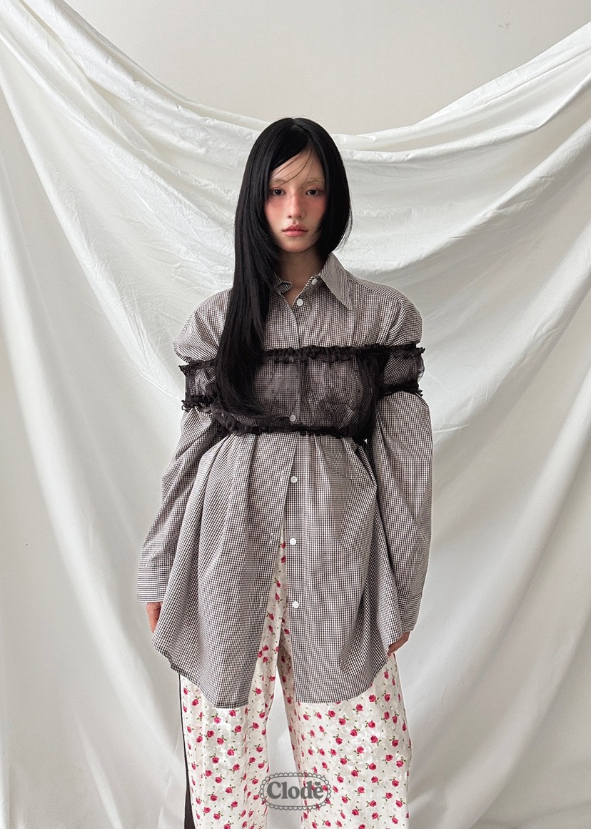 CLODE東大門㊣直郵女士新款熱賣真品人氣職業襯衫蕾絲衫格紋CLODE襯衫/蕾絲衫