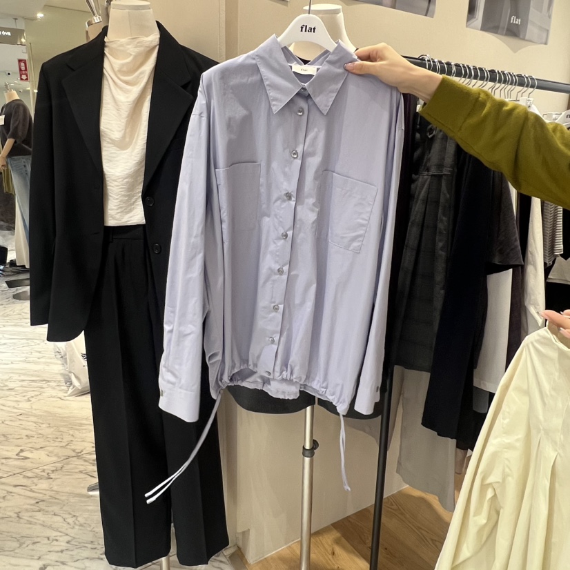 FLAT韓國代購㊣女士新品25秋冬熱賣休閑人氣推薦襯衫蕾絲衫FLAT襯衫/蕾絲衫圖色2