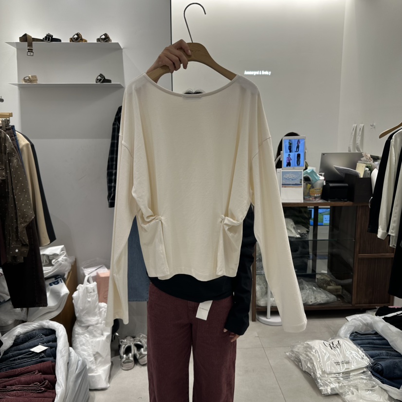 ANN MARGRET東大門㊣直郵女士新品人氣長袖T恤寬松紐扣GRETA.Y長袖T恤