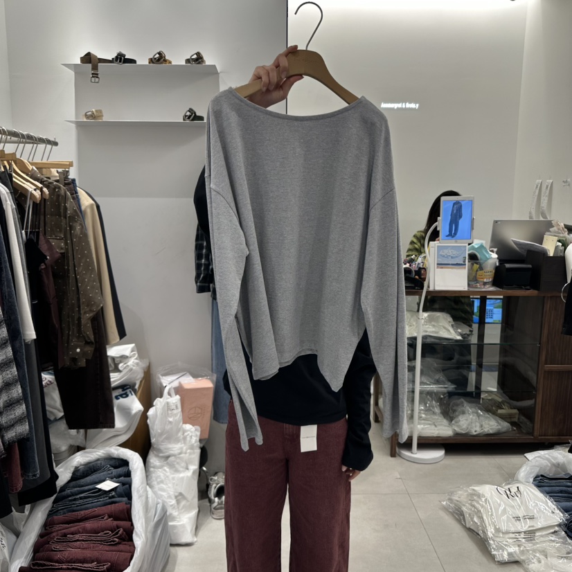 ANN MARGRET東大門㊣直郵女士新品人氣長袖T恤寬松紐扣GRETA.Y長袖T恤圖色2