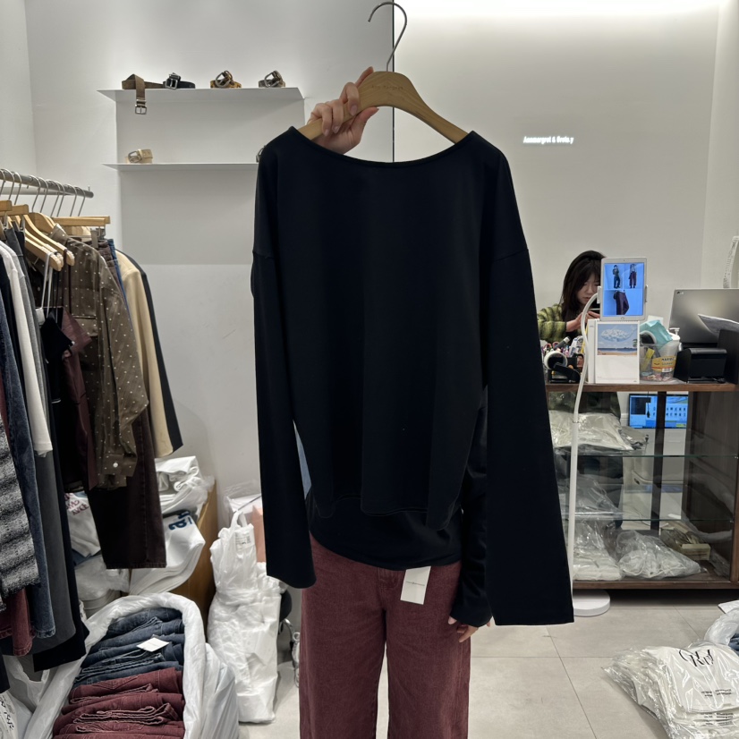 ANN MARGRET東大門㊣直郵女士新品人氣長袖T恤寬松紐扣GRETA.Y長袖T恤圖色3